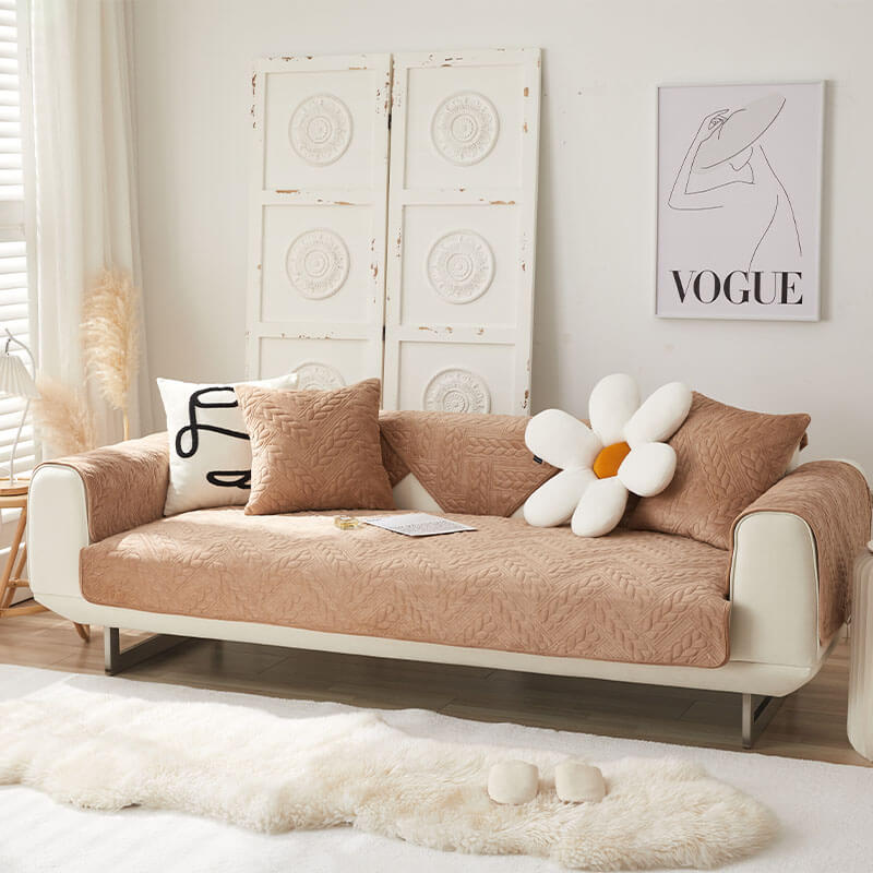 Coperchio di divano non slip da ricamo a velluto in velluto a cristallo caldo