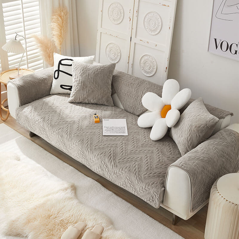 Coperchio di divano non slip da ricamo a velluto in velluto a cristallo caldo