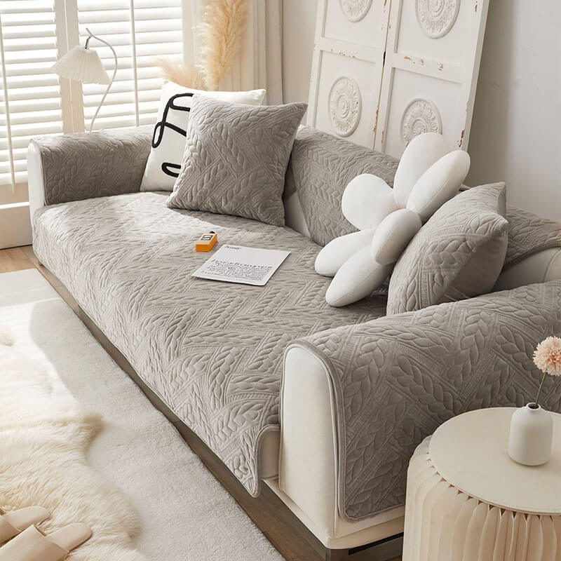 Coperchio di divano non slip da ricamo a velluto in velluto a cristallo caldo