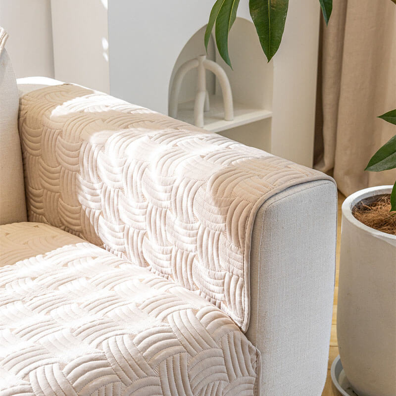 Housse de canapé sectionnelle matelassée en coton à motif tissé