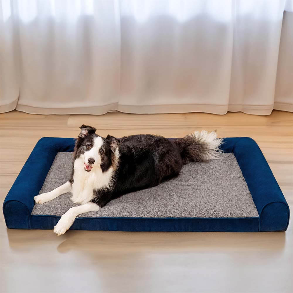 Faux Fleece & Suede Full Support Orthopedic Dog Bed - FUNNYFUZZY