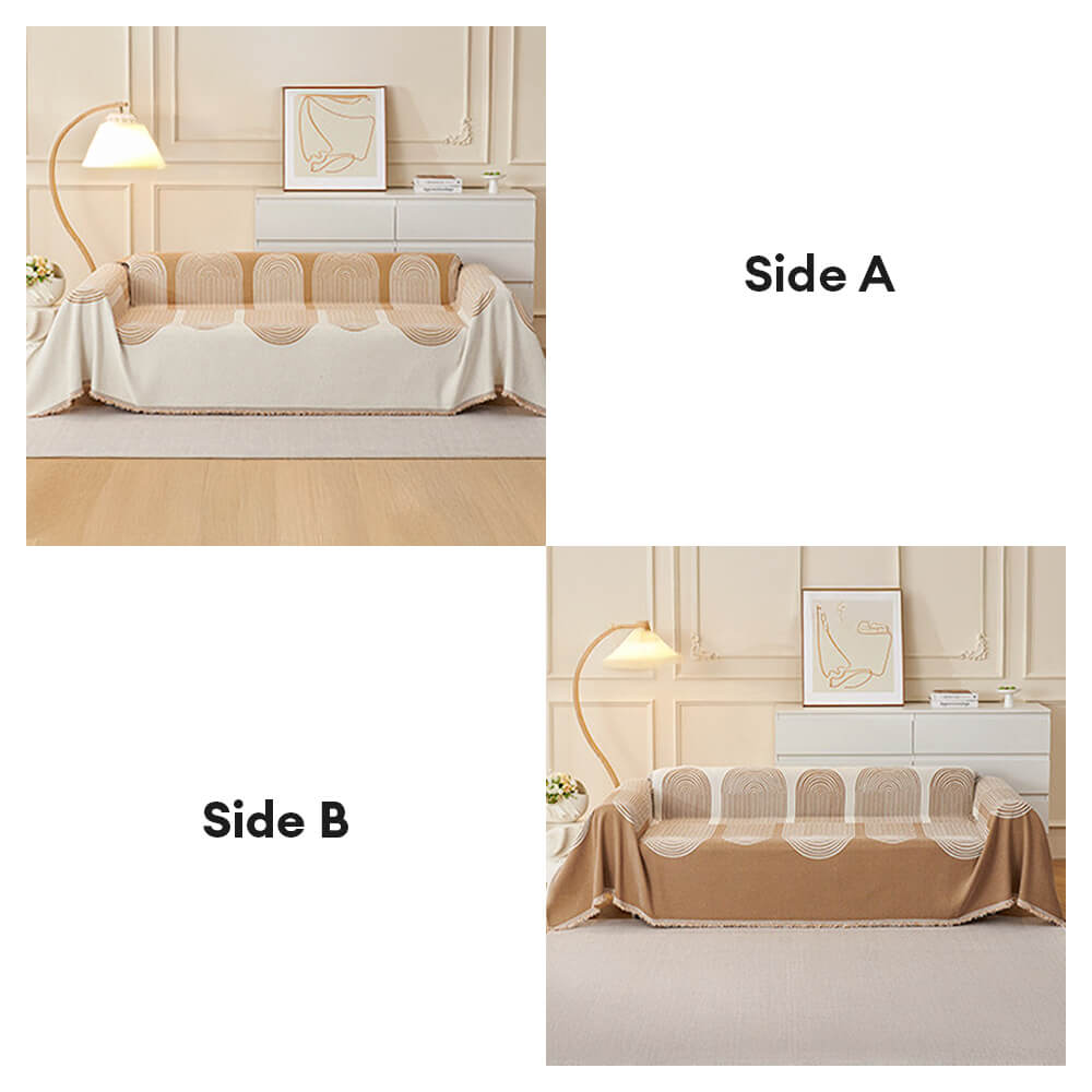 Patrón geométrico Cubierta de sofá de chenilla reversible