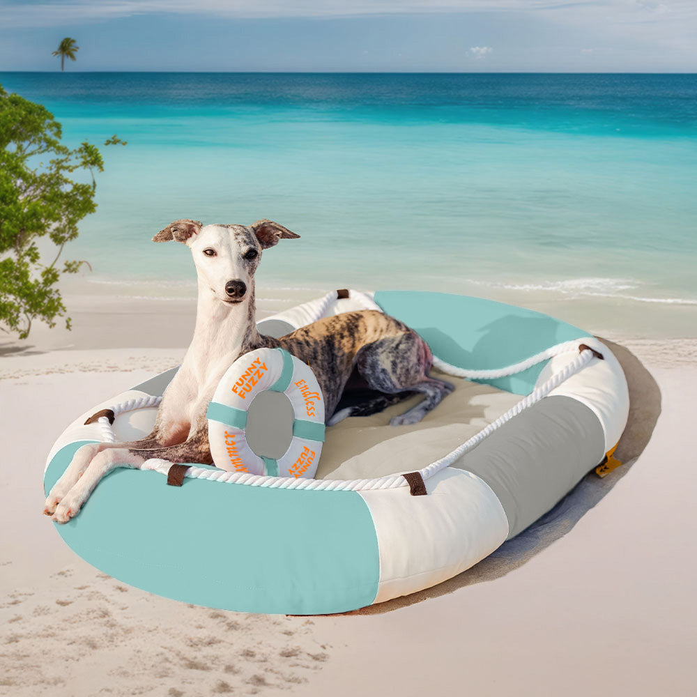 Cama para mascotas en forma de bote impermeable de enfriamiento de verano con almohada-balsa de enfriamiento