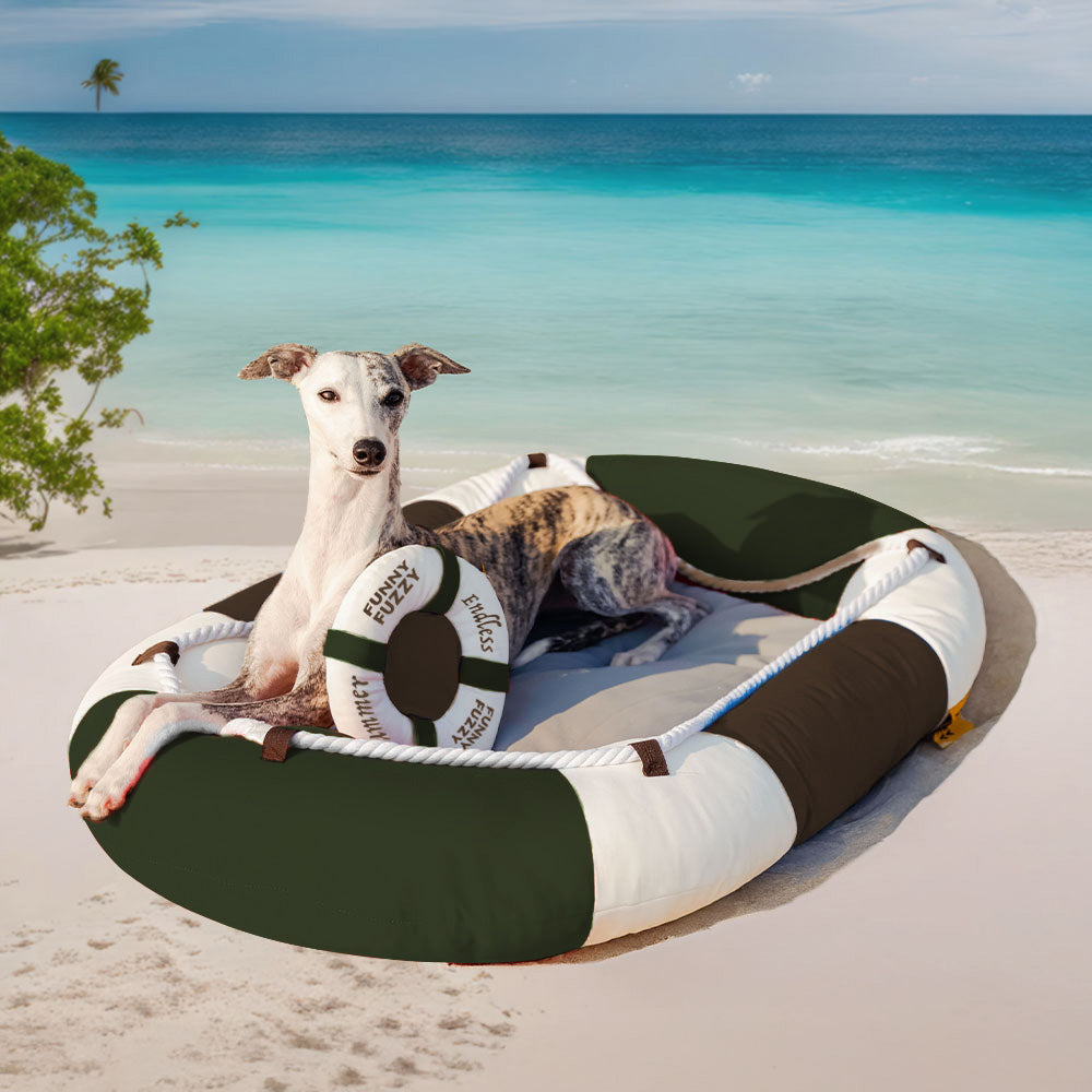 Cama para mascotas en forma de bote impermeable de enfriamiento de verano con almohada-balsa de enfriamiento