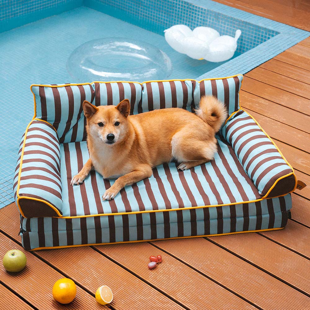 Cama de sofá de perros plegable de perros plegable impermeable de rayas - siesta soleada