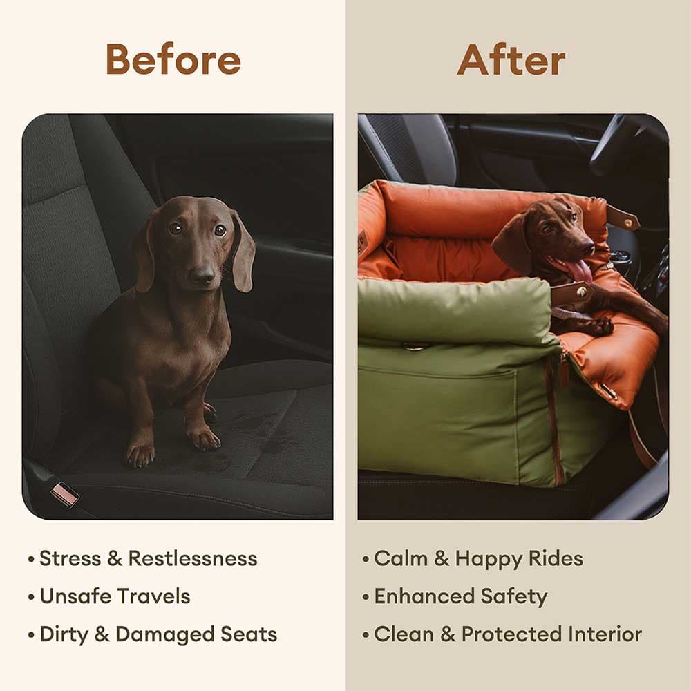 Cama de refuerzo de asiento para perros de cuero para perros de lujo - Voyager urbano