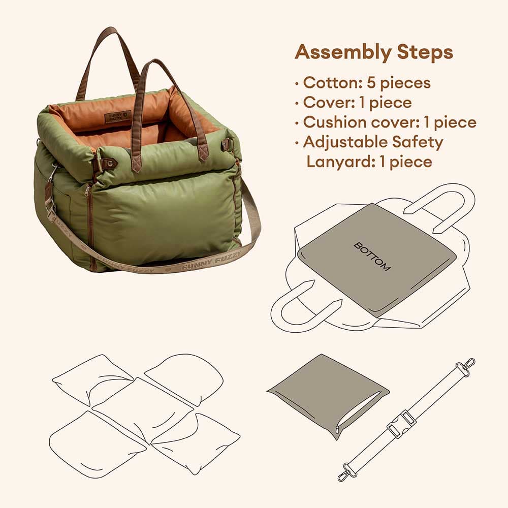 Cama de refuerzo de asiento para perros de cuero para perros de lujo - Voyager urbano