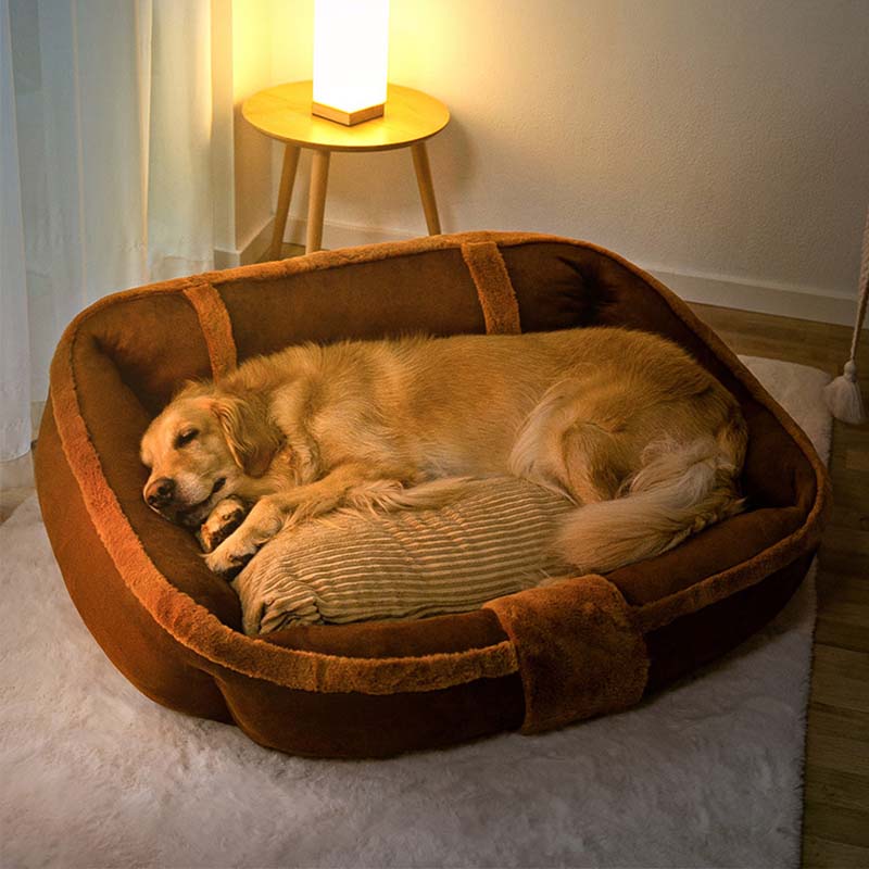 Vintage Large Cozy Calming Sofa Dog Bed - FUNNYFUZZY