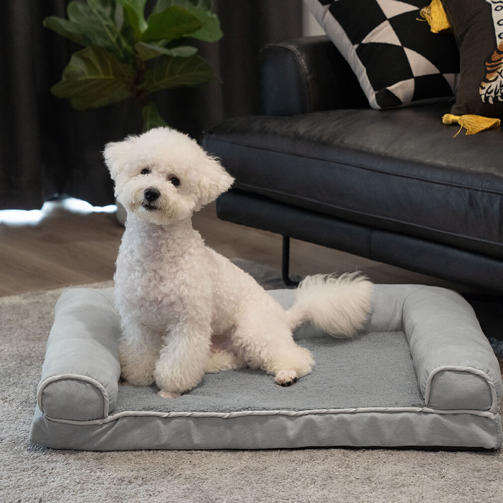 Faux Fleece & Suede Full Support Orthopedic Dog Bed - FUNNYFUZZY