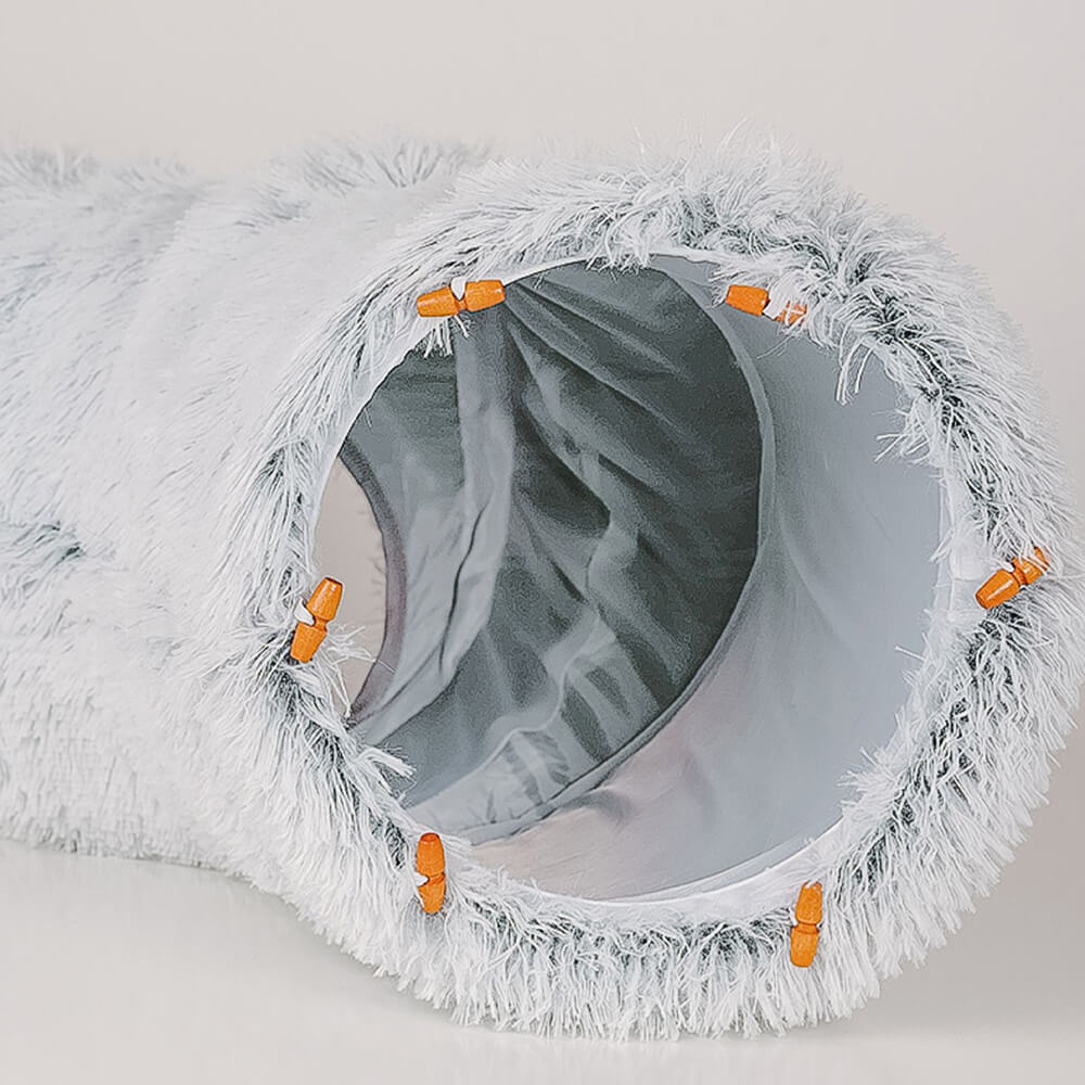 2 in 1 Foldable Indoor Soft Round Cat Tunnel Bed - FUNNYFUZZY