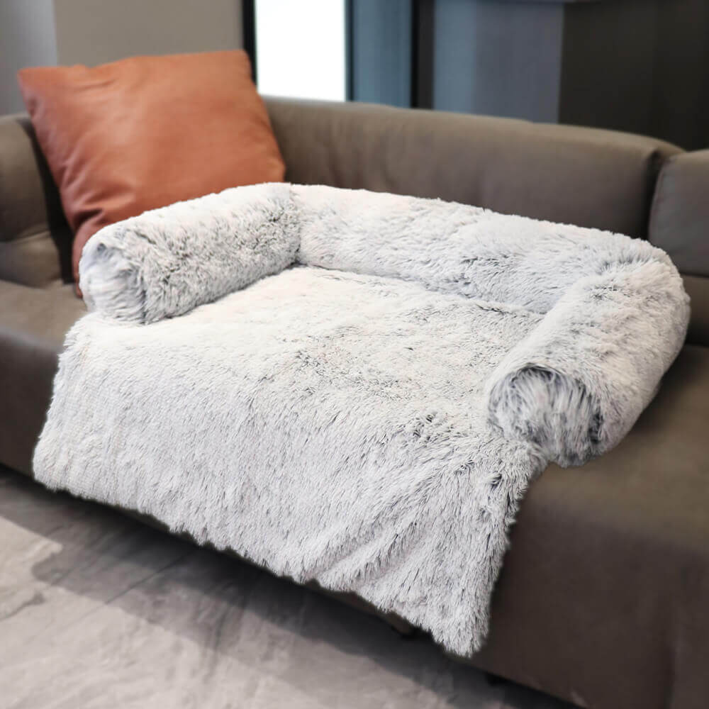 Calming Furniture Protector Dog Bed - Fuzzy Backrest - FUNNYFUZZY