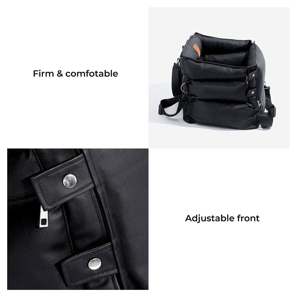 Full Leather Dog Pet Car Seat Bed - Fort - FUNNYFUZZY