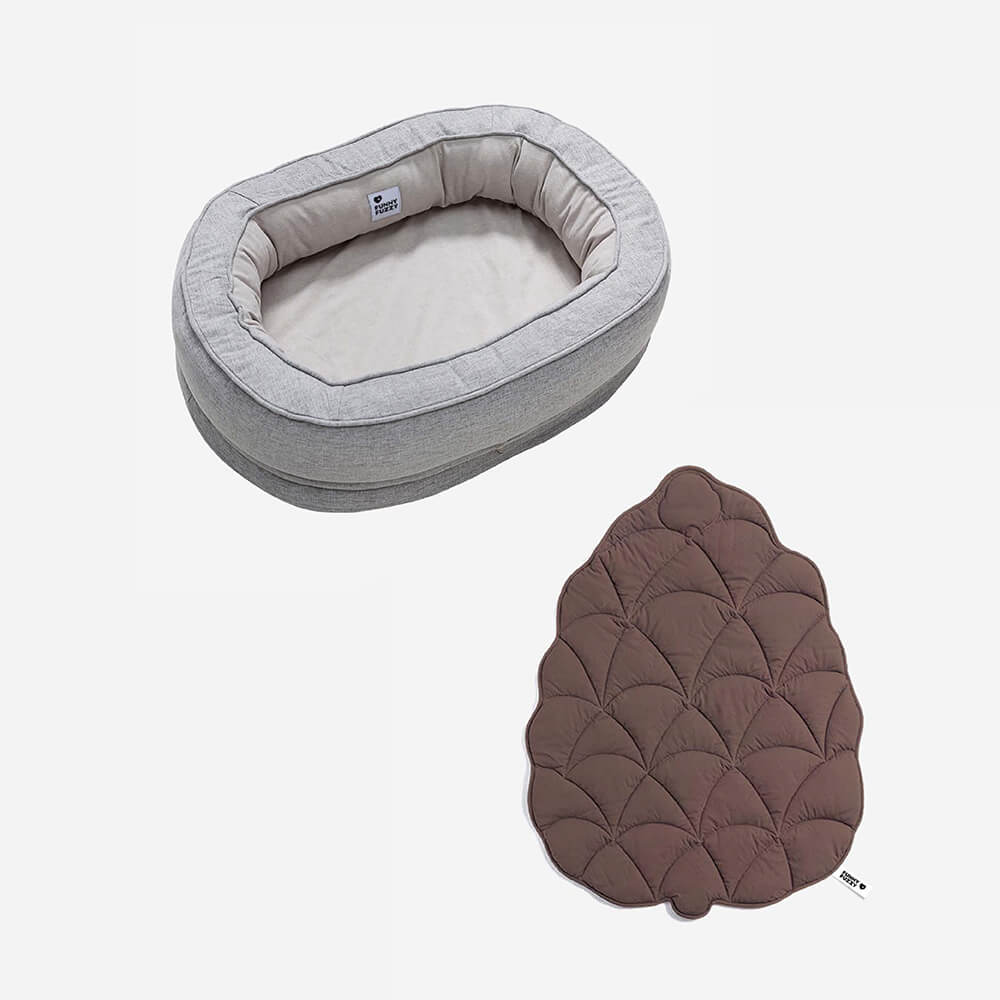 Leaf Shape Dog Blanket With Donut Dog Bed Luxury Dog Gifts - FUNNYFUZZY