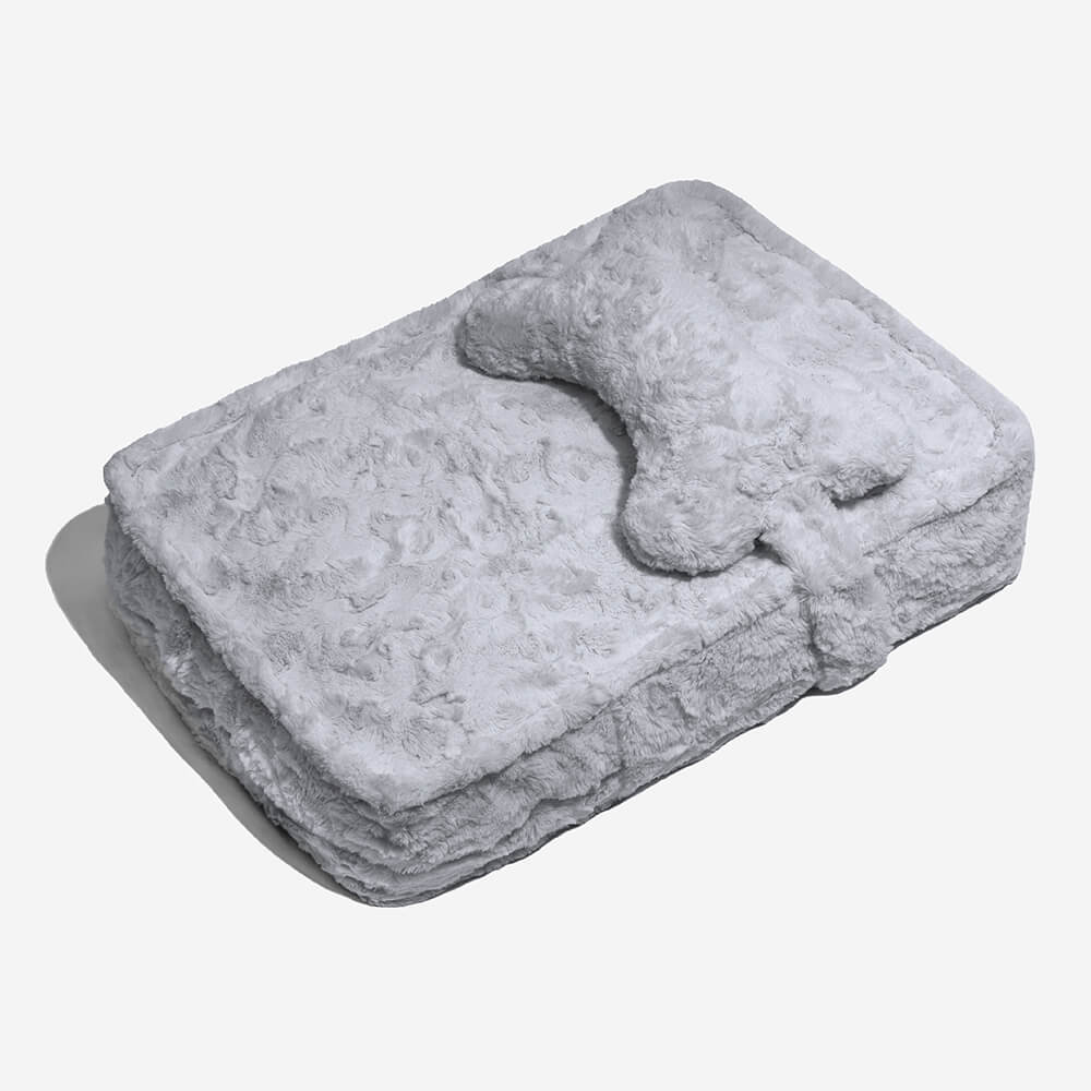 Warming Fluffy Bone Cloud Shape Calming Dog Bed - FUNNYFUZZY