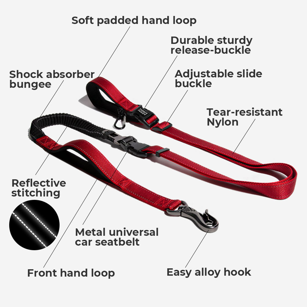 Multifunction Hands Free Dog Leash With Safety Seat Belt - FUNNYFUZZY
