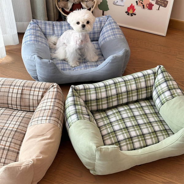 Gingham Leisure extraíbles de refugio engrosado en cama de perro y gato