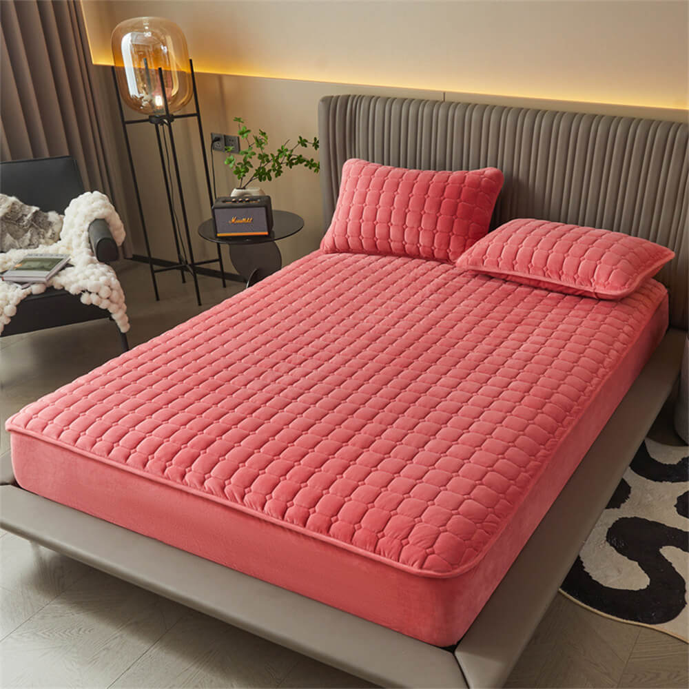 Plush Velvet Breathable Warm Fitted Sheet Mattress Cover