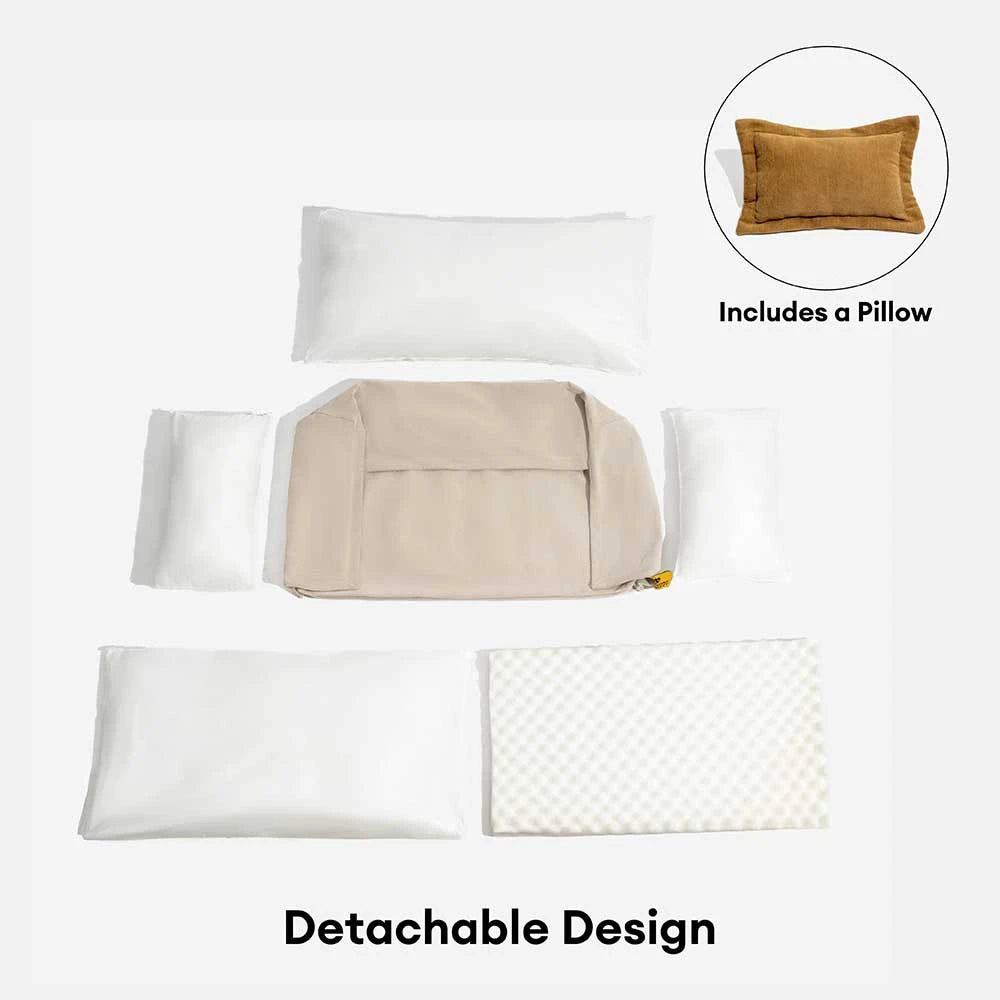 CHENILLE DE CHENILLE CHENILLE Doble capa extraíble Cama de perros ortopédica con almohada