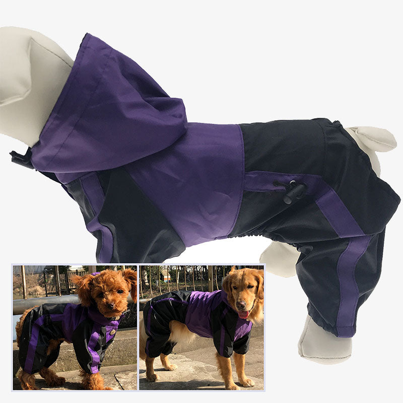 Impermeable de cobertura completa para perros impermeable de tela Oxford con patas y capucha