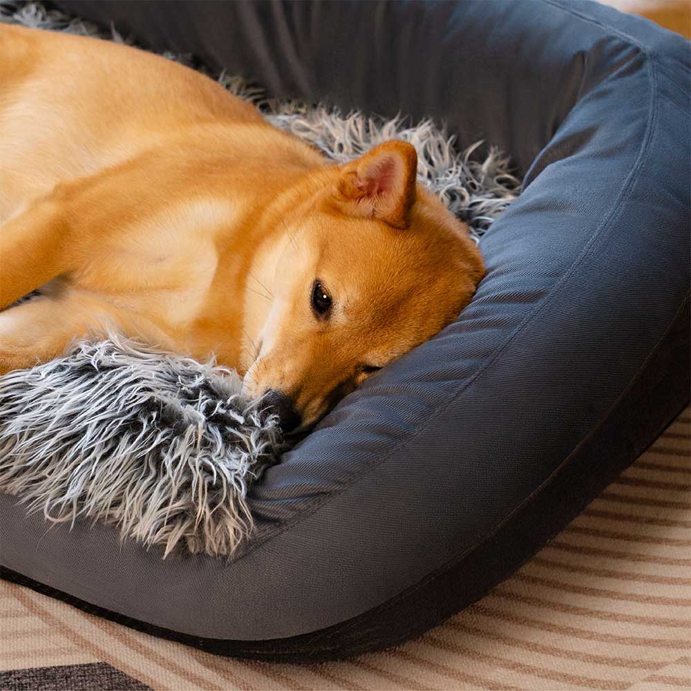 Großes, waschbares, flauschiges, gemütliches Hundesofabett – Denim Cowboy