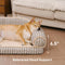 Fluffy Stripe Washable Orthopedic Dog & Cat Sofa Bed - Latte Nooki