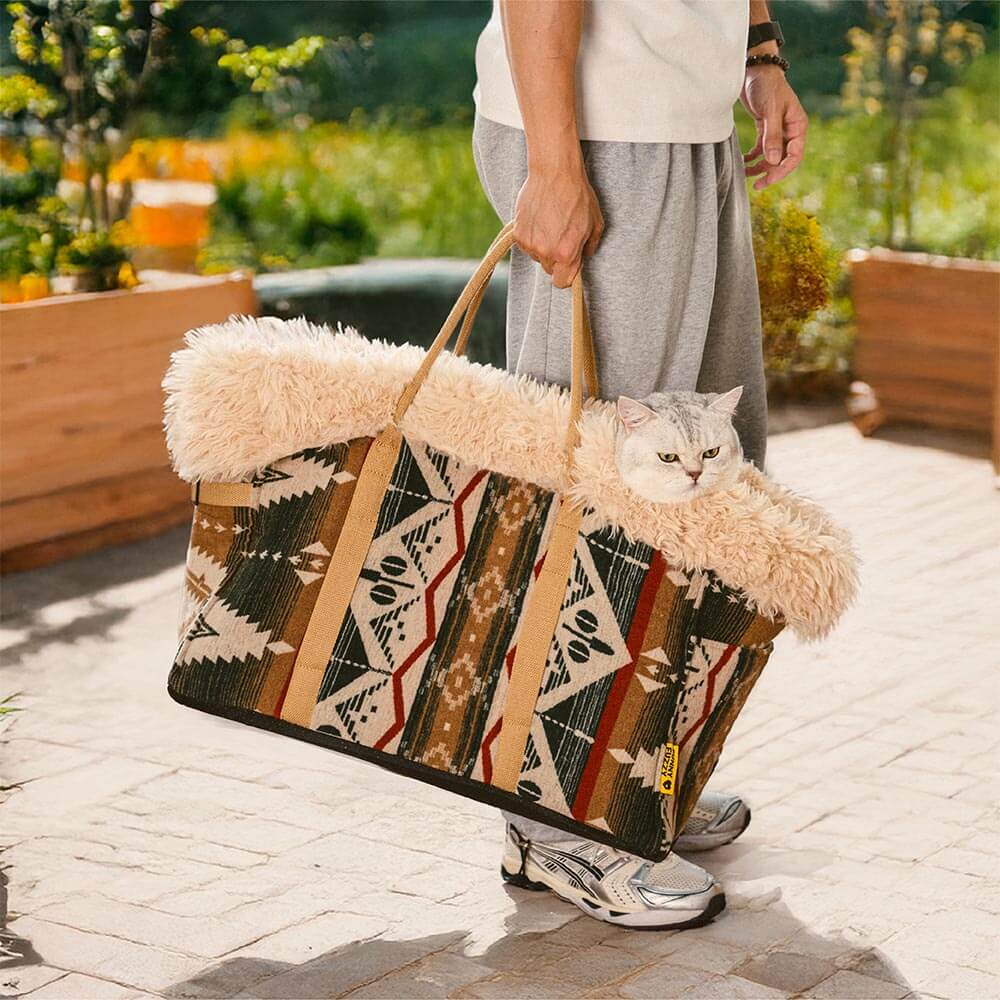 Large Reversible All-Season Indie Boho Pet Carrier and Dog Snuggle Sleeping Bag - Wondernap