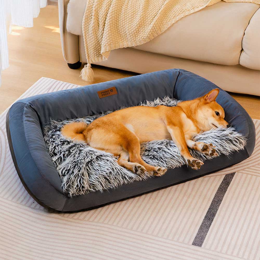 Großes, waschbares, flauschiges, gemütliches Hundesofabett – Denim Cowboy