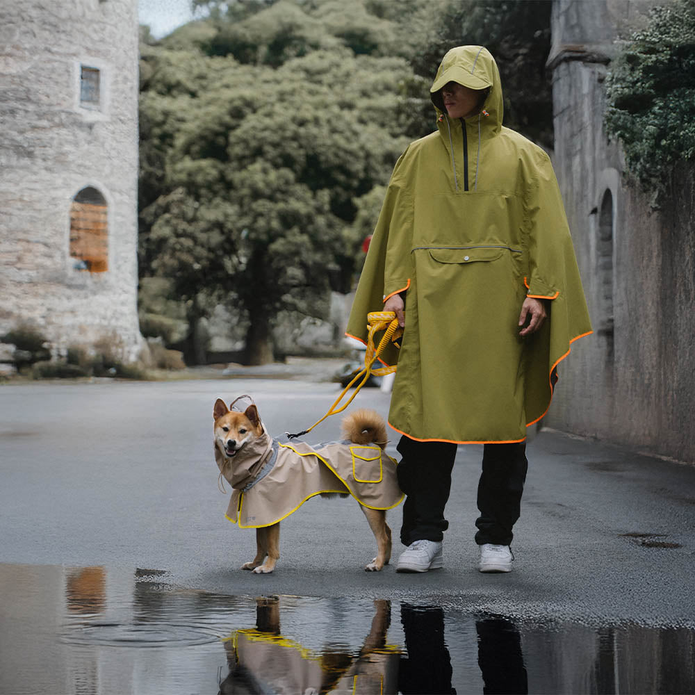 Imperméable réfléchissant réglable avec poche pour chien, imperméable assorti pour rester au sec