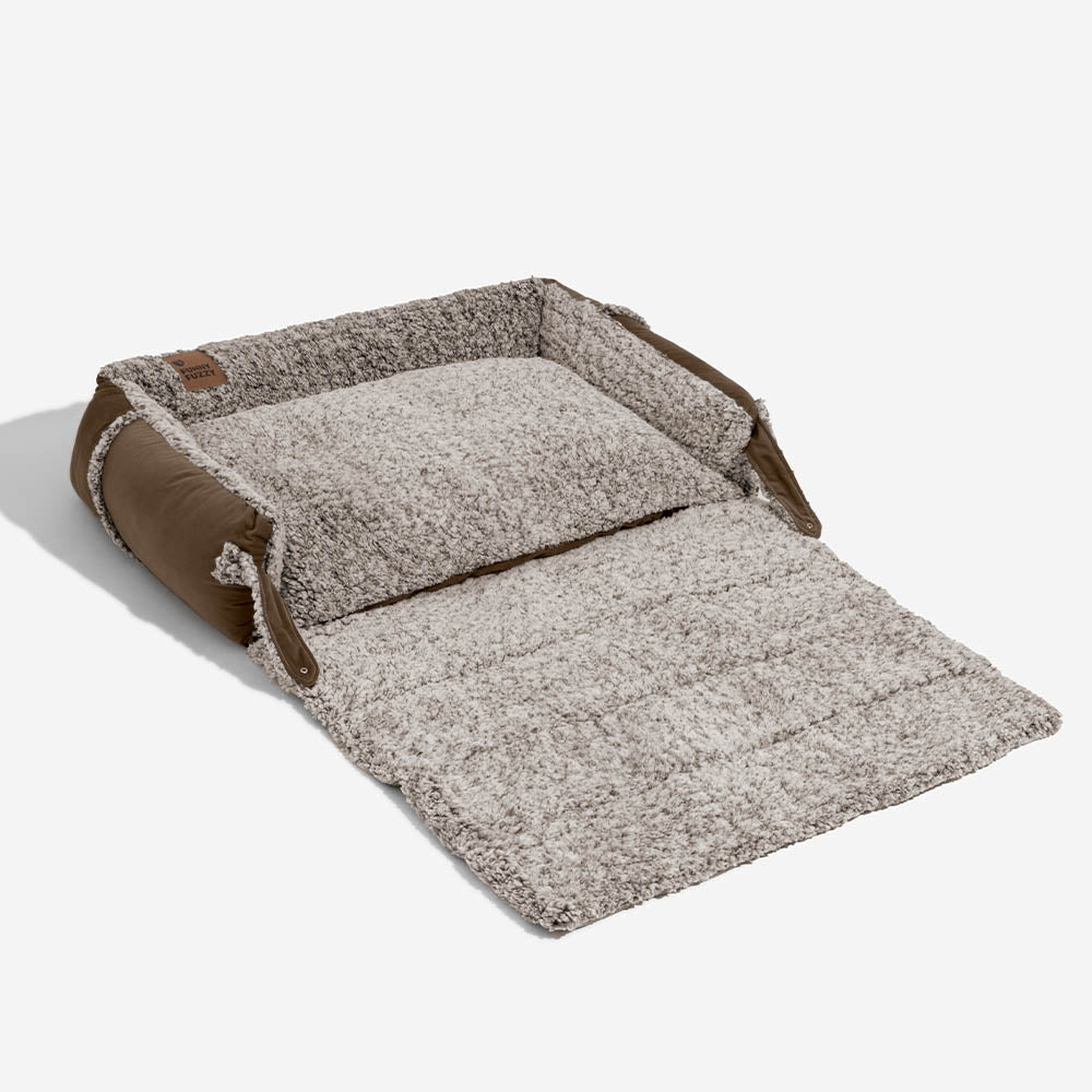 Grand lit pour chien avec traversin confortable et couverture pliable - Azure Pupnap