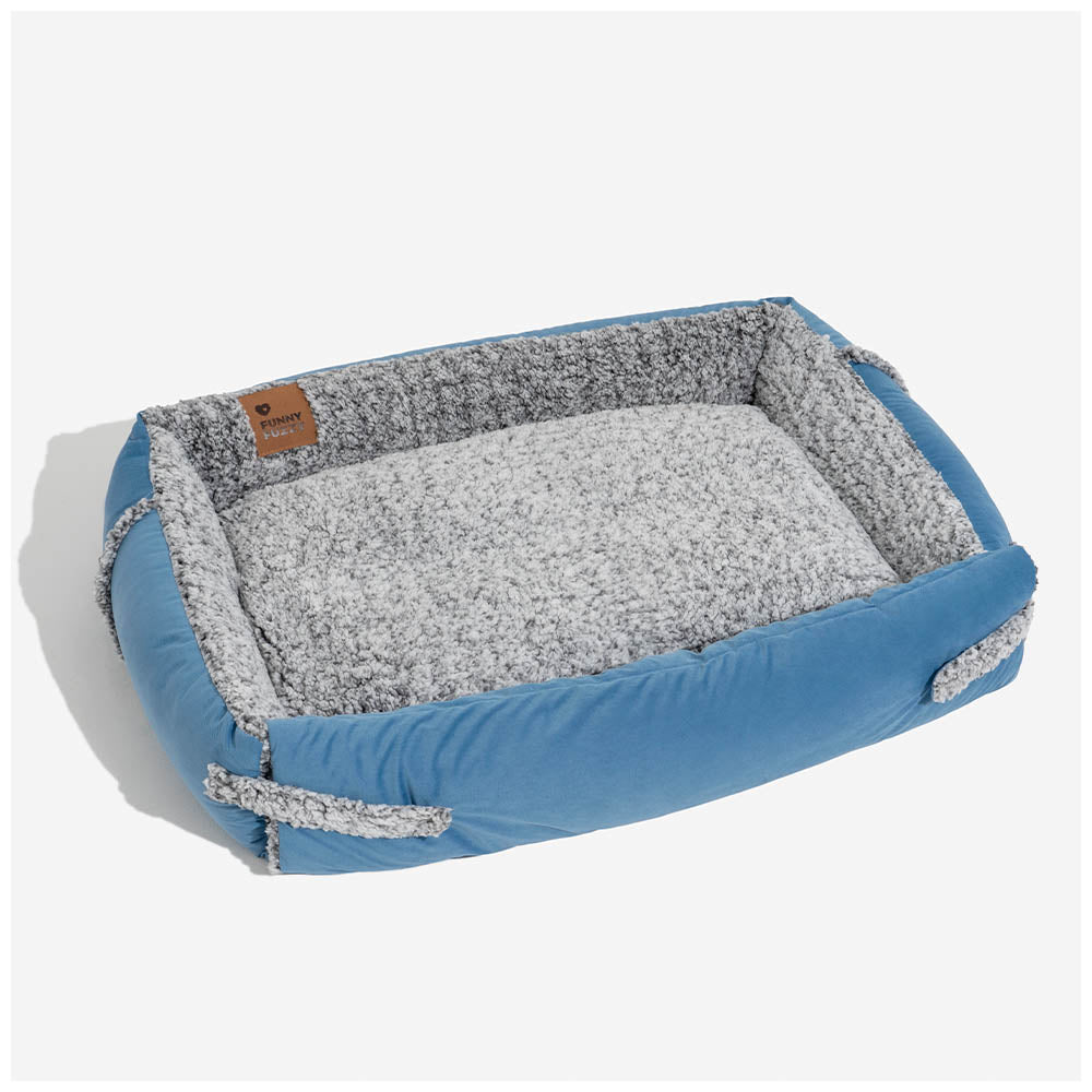 Grand lit pour chien avec traversin confortable et couverture pliable - Azure Pupnap