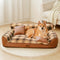 Vintage Plaid Plush Orthopedic Dog Sofa Bed with Pillows - CozyLuxe