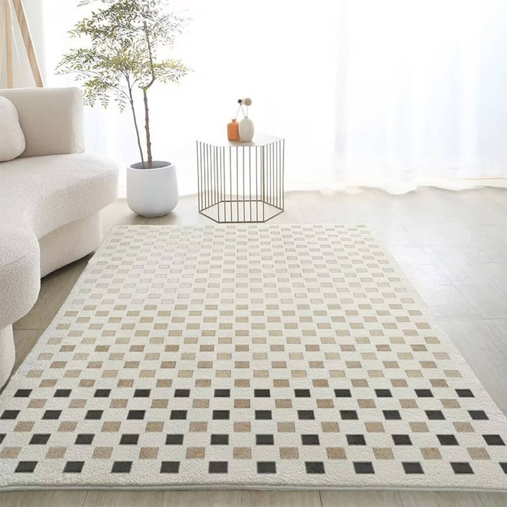 Tapis de maison en faux cachemire de style moderne et simple à carreaux