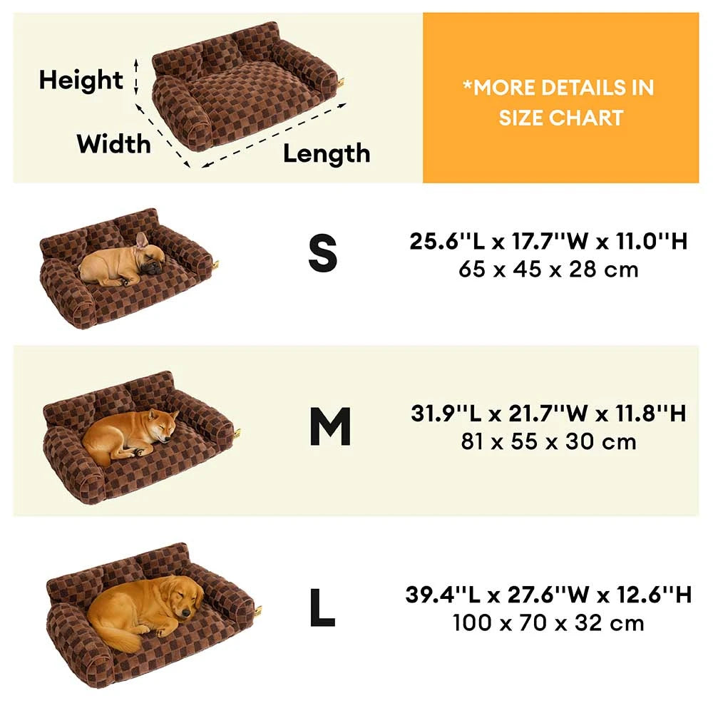 Cama de refugios de perro ortopédico y esponjes removibles a cuadros - Cozynest