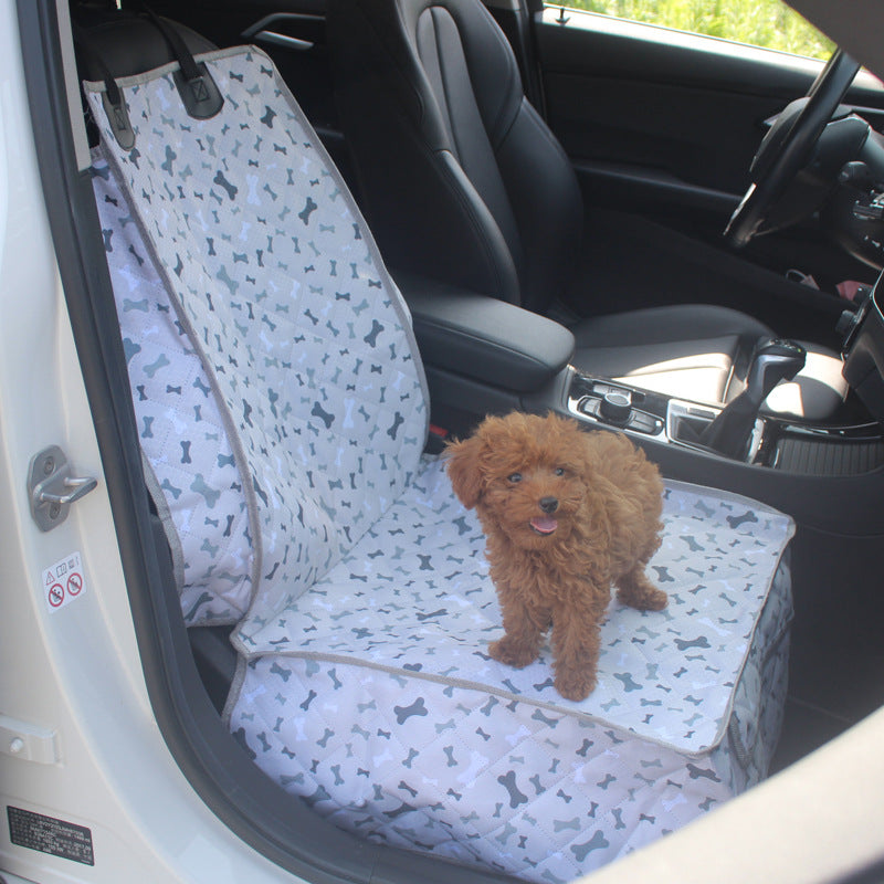 Funda para asiento de coche para perros de tamaño doble de tela Oxford con patrón de huesos