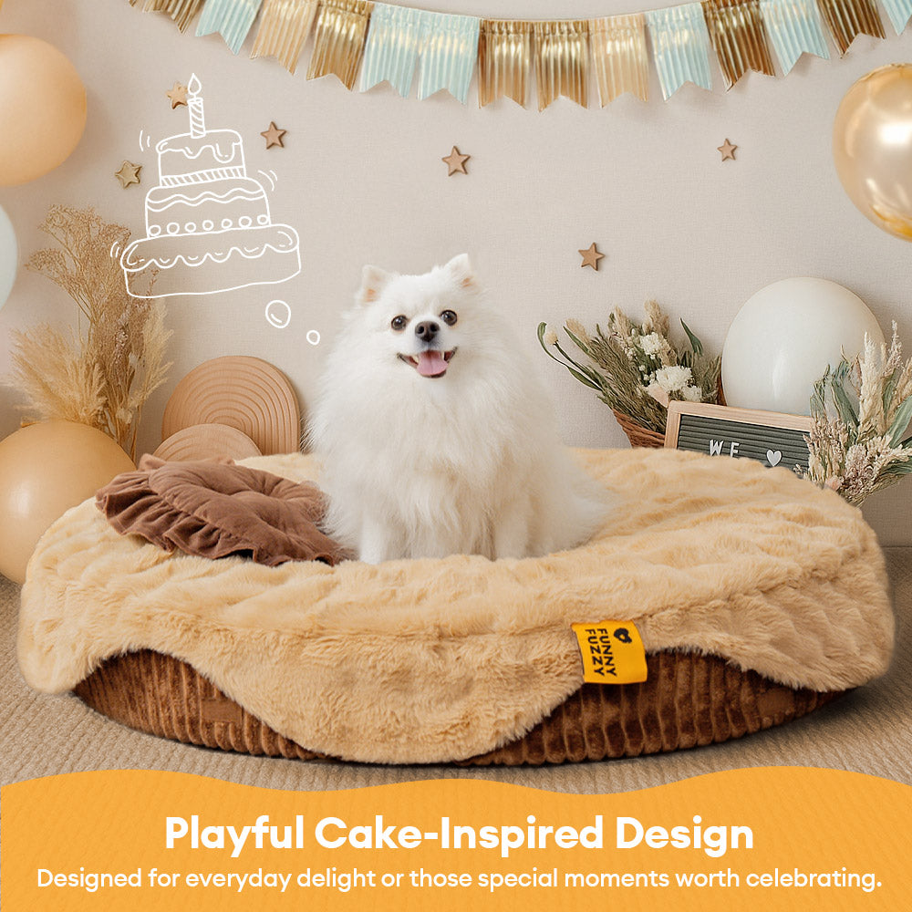 Fluffy Cake-Shaped Detachable Plush Orthopedic Pet Bed – DreamBake