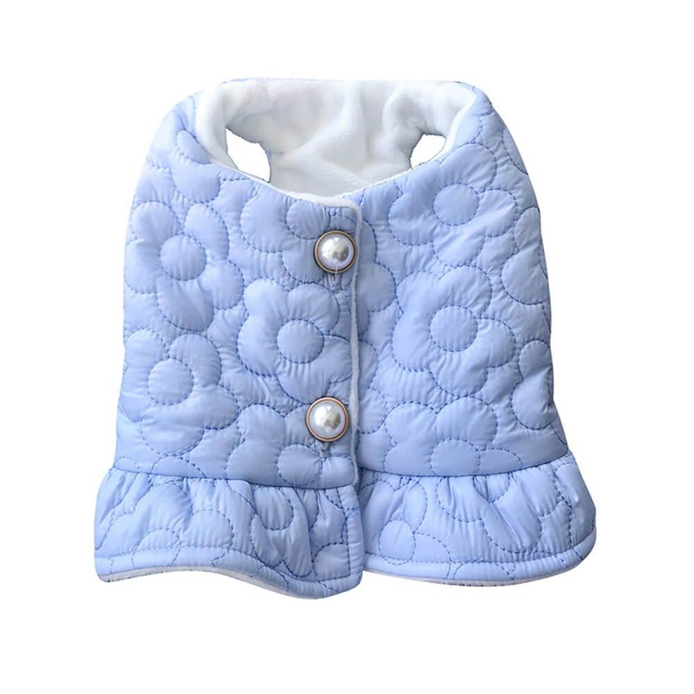 Quilted Flower-Pattern Dog Vest - Cozy Comfort for Winter Walks