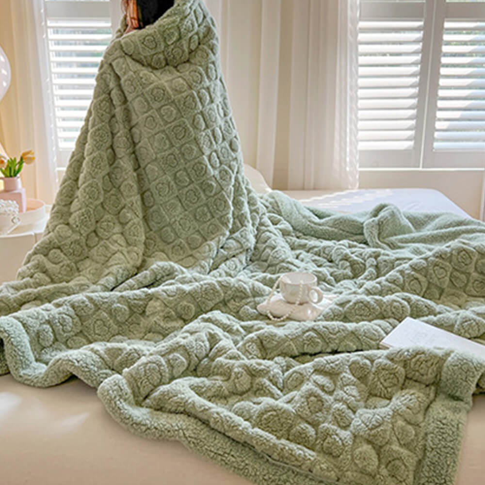 Heart Texture Sherpa Double Layer Blanket