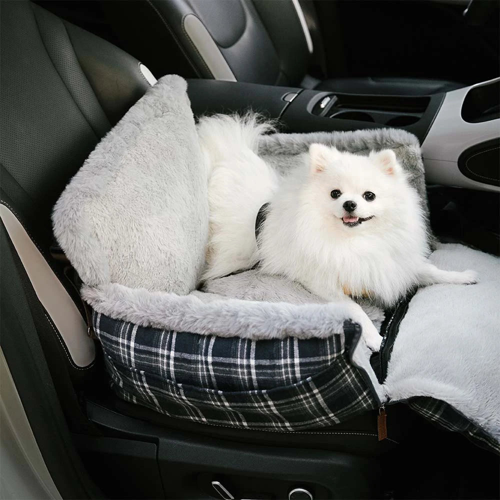 3 in 1 Fluffy Warmth Safe Dog Booster Car Seat Bed - Winter Cruiser
