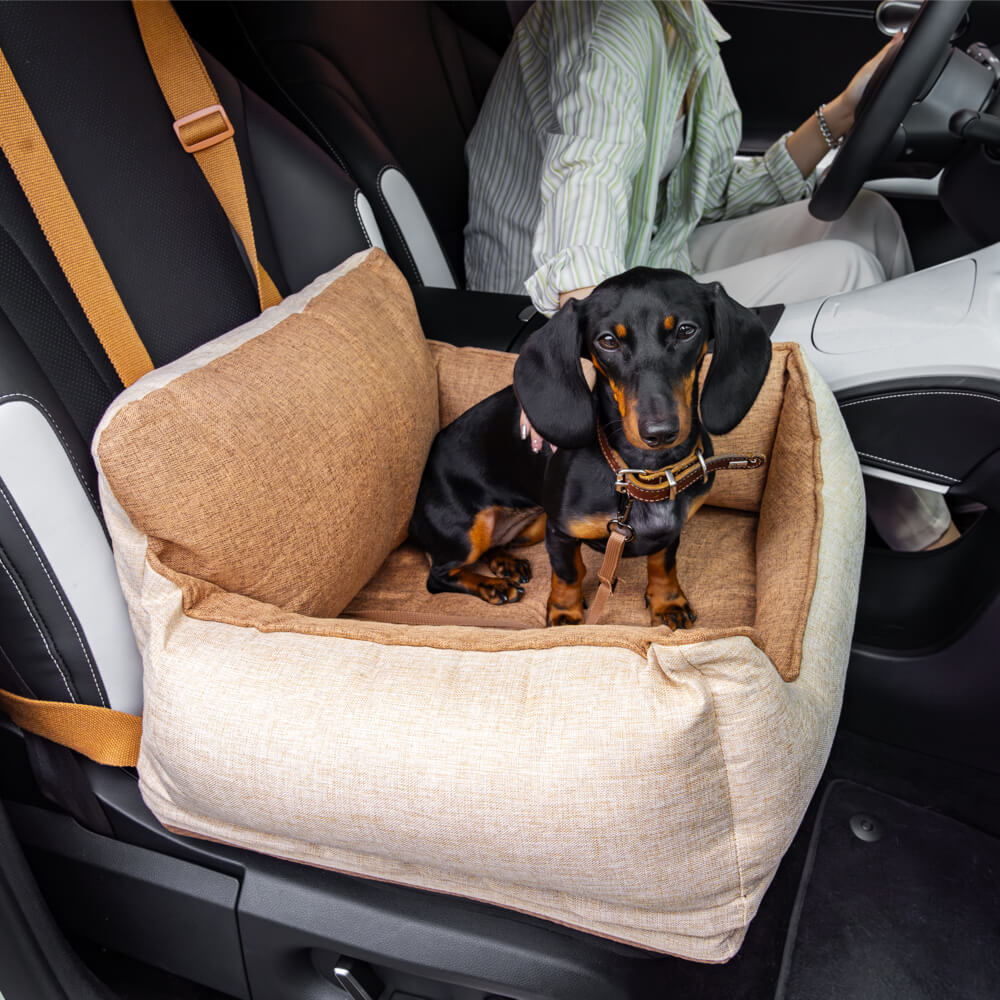 Cama para asiento de coche para perros de seguridad impermeable color café claro