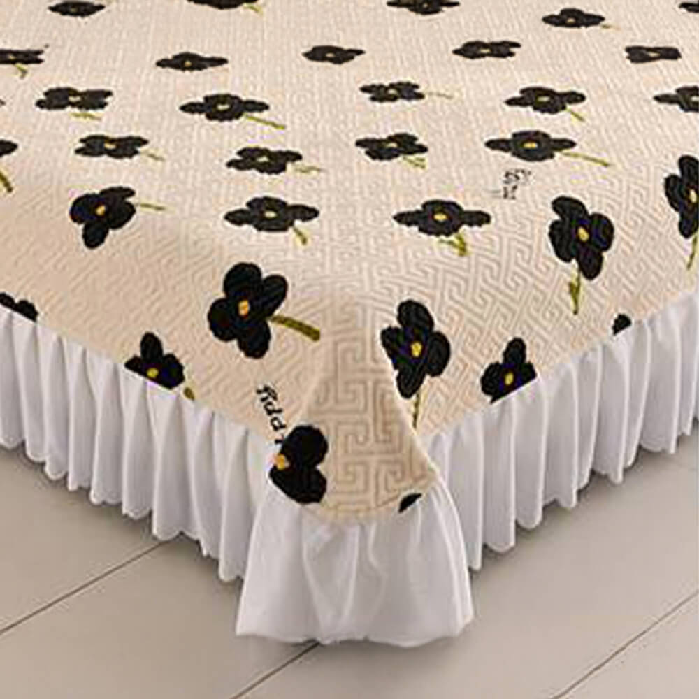 Floral Plaid Creamy Velvet Bed Sheet Set