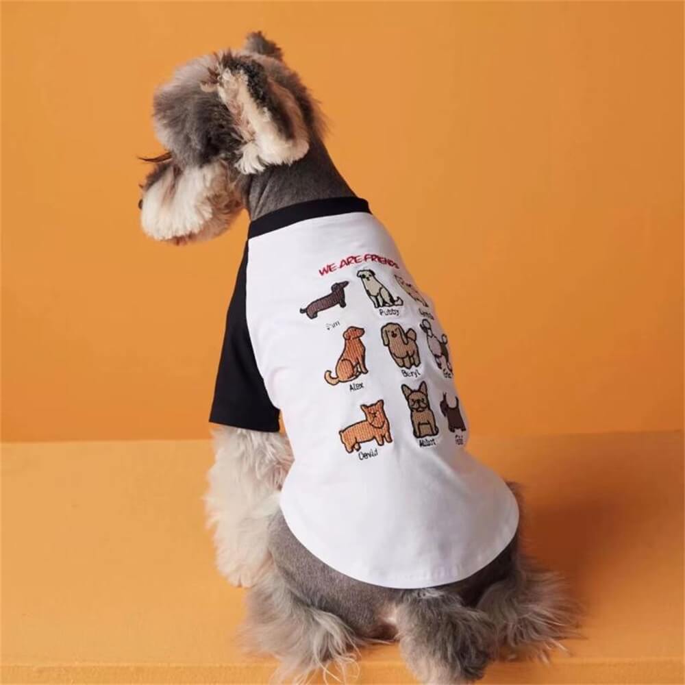Pet dog clothes embroidery fashion color matching T-shirt