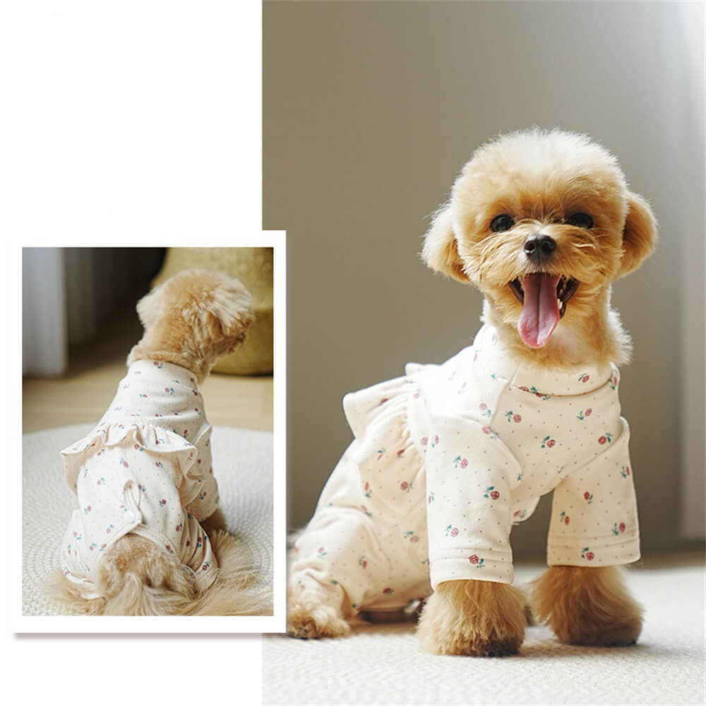 Floral Ruffle Dog Pajamas – Adorable and Cozy Sleepwear for Dogs