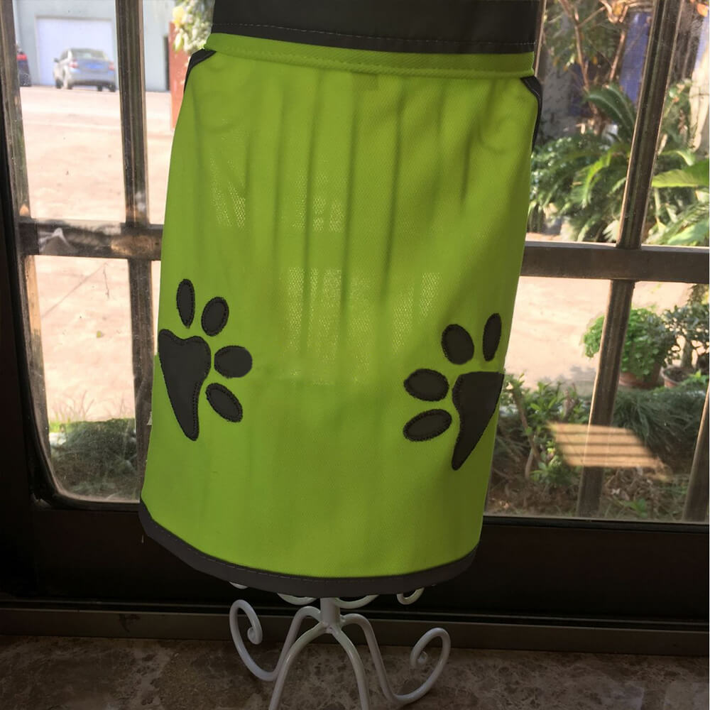 Pet Dog Clothes Fluorescent Green Reflective Dog Paw Safety Bright Color Vest