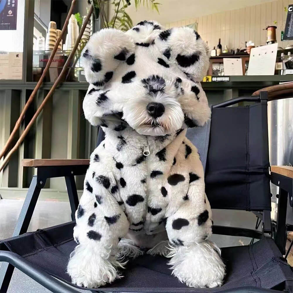 Sweat à capuche pour chien imprimé dalmatien - Vêtements d'hiver confortables et adorables