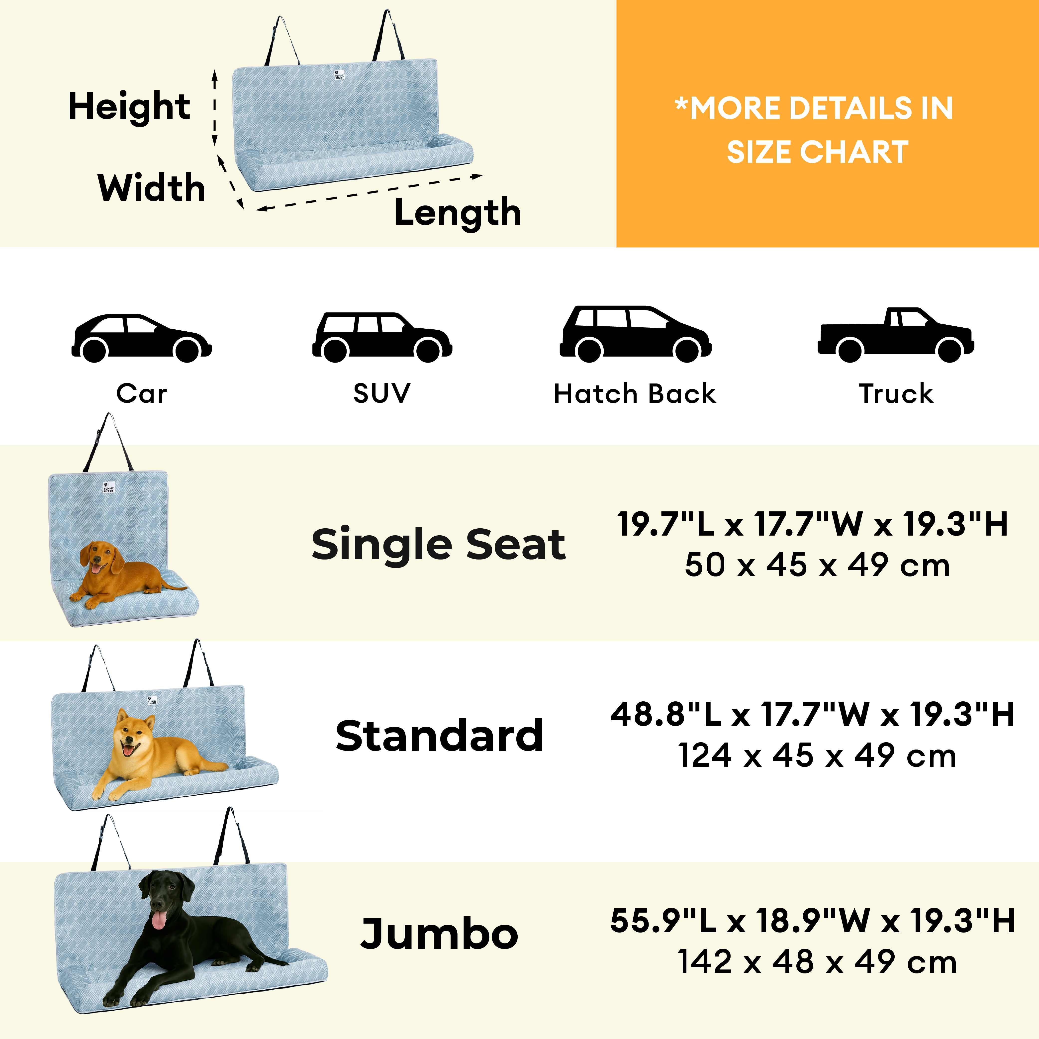 Bolstia de viaje de enfriamiento Seguridad asiento trasero Bed de asiento para perros grande - Rover con frío