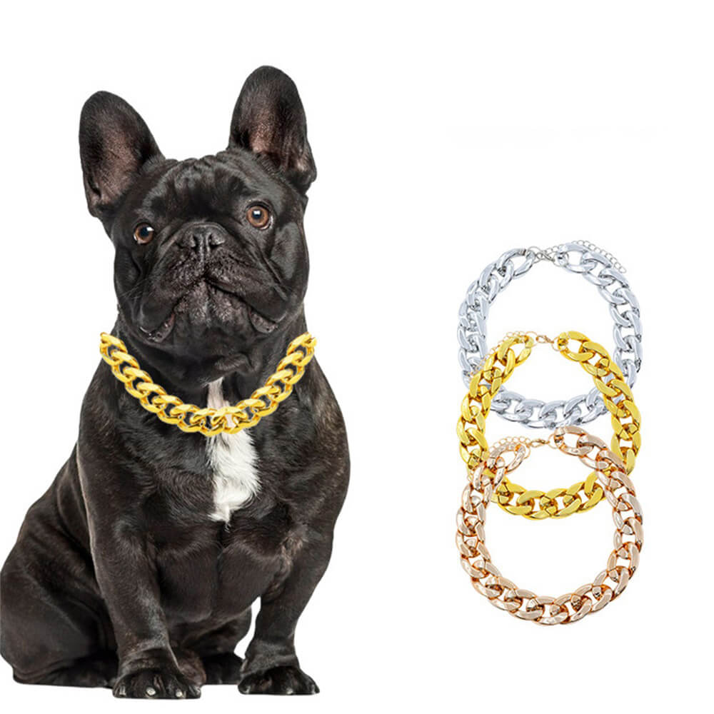Pet cat and dog accessories French bully gold chain necklace jewelry