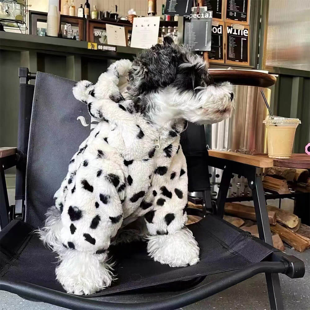 Sweat à capuche pour chien imprimé dalmatien - Vêtements d'hiver confortables et adorables