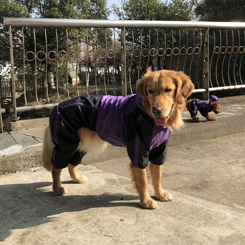 Manteau imperméable à couverture complète pour chien en tissu Oxford avec pattes et capuche