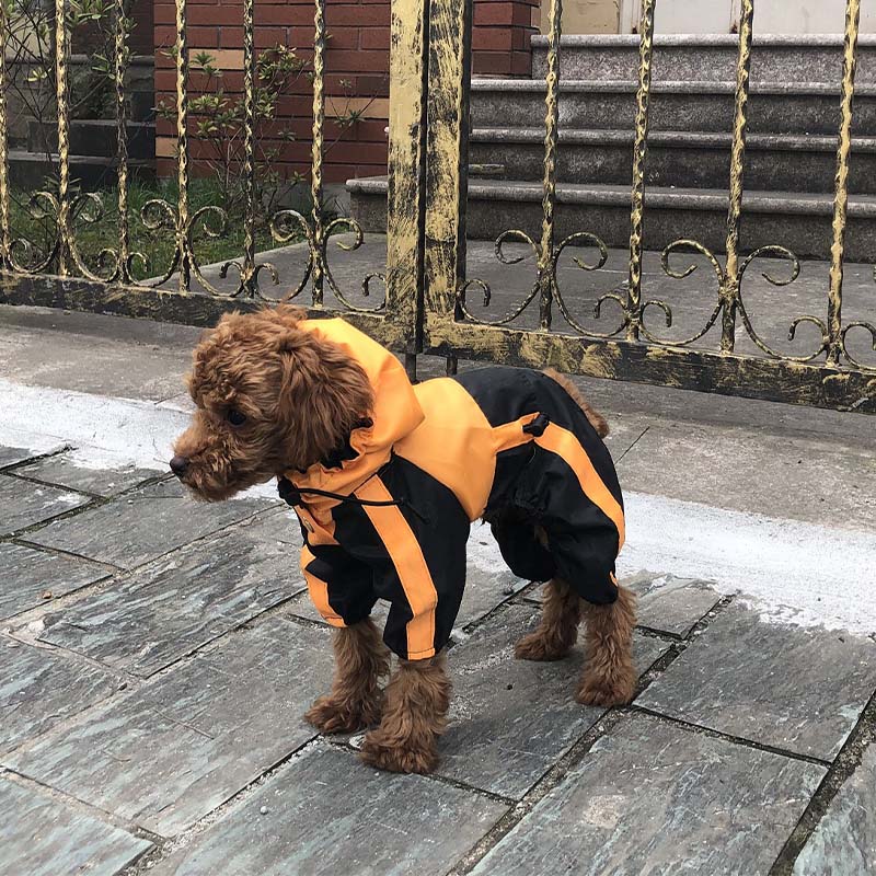 Impermeable de cobertura completa para perros impermeable de tela Oxford con patas y capucha