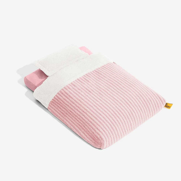 Cama de perros ortopédico de cueva de rayas de lujosa con almohada - Fluffywarm